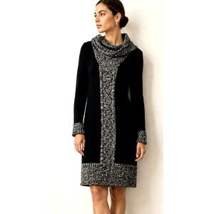 Blu Sage Womens Cowl Neck Cable Knit Sweater Dress Size L Preppy Minimalist